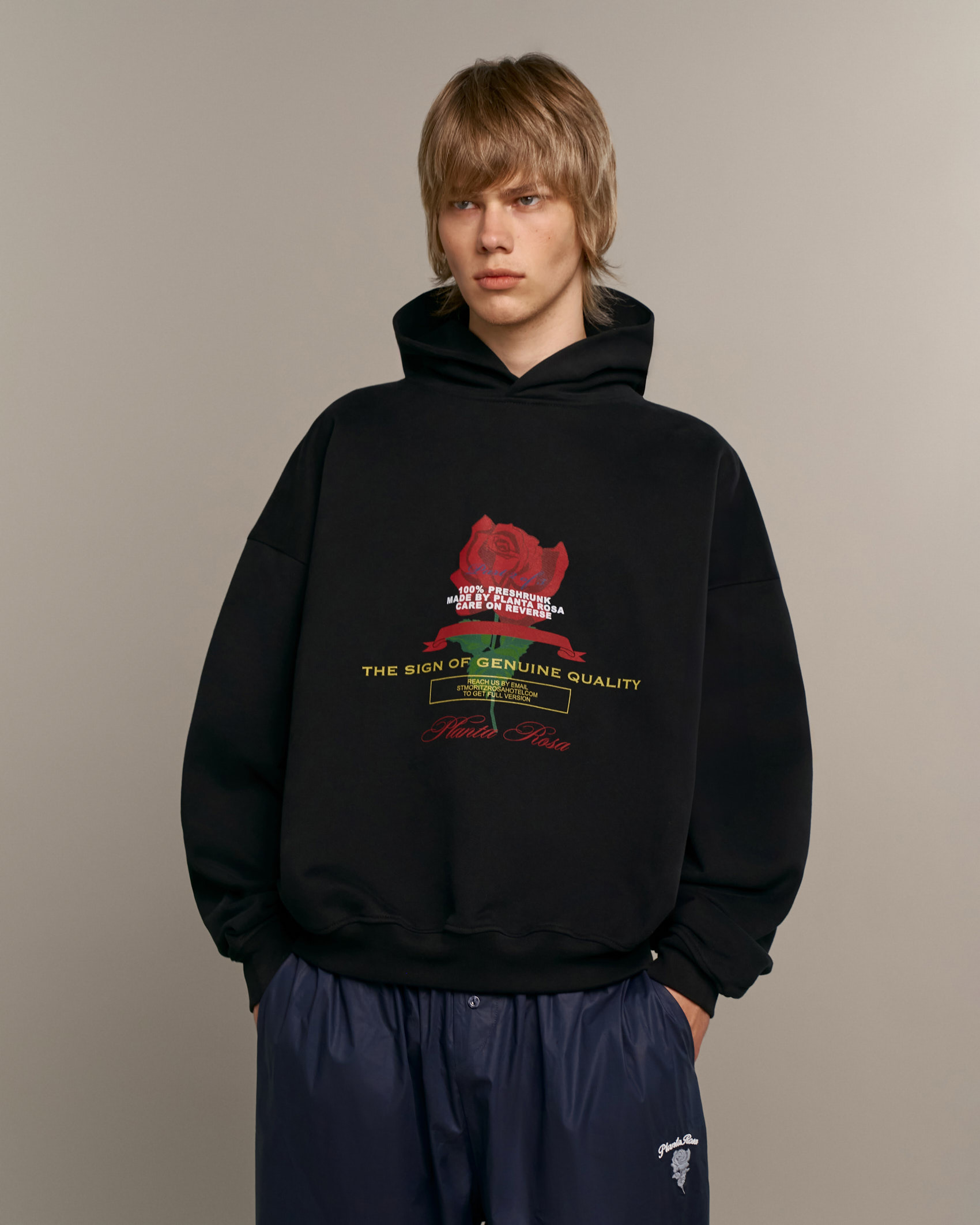 SINGLE-ROSE HOODIE 470-BLACK VELVET