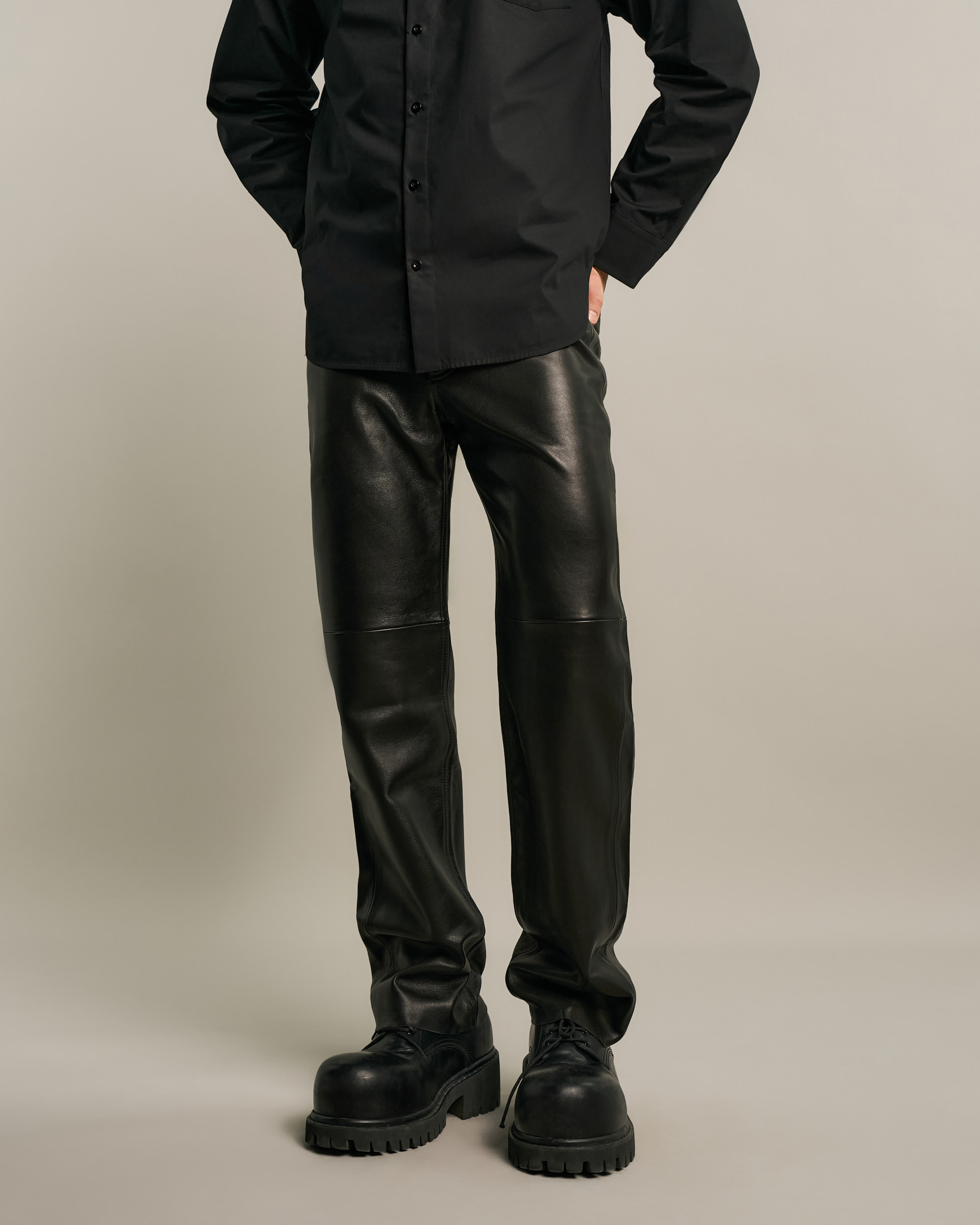 A-LEATHER PANTS BLACK