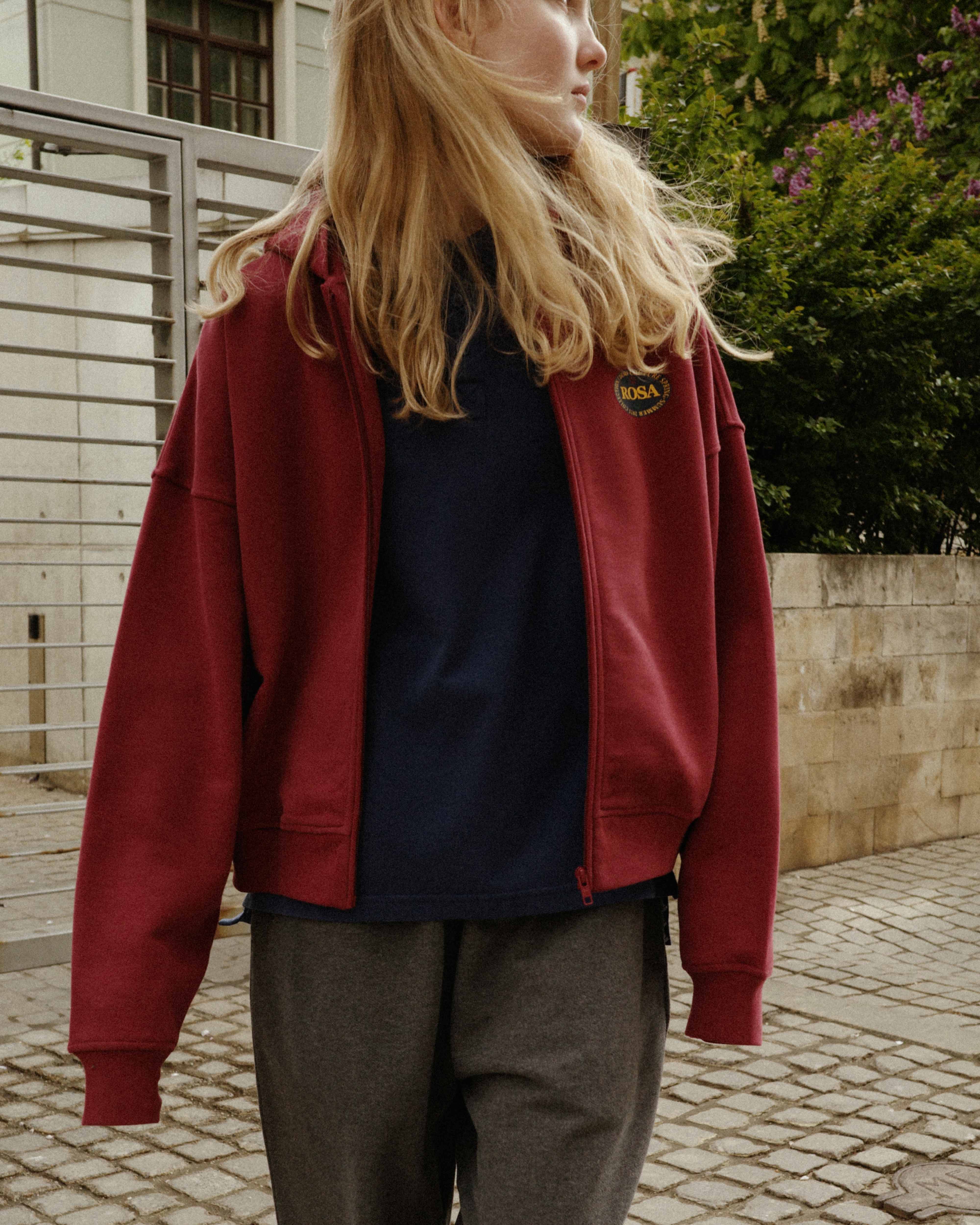 ROSA-FOOD ZIP HOODIE 470-VINE VELVET