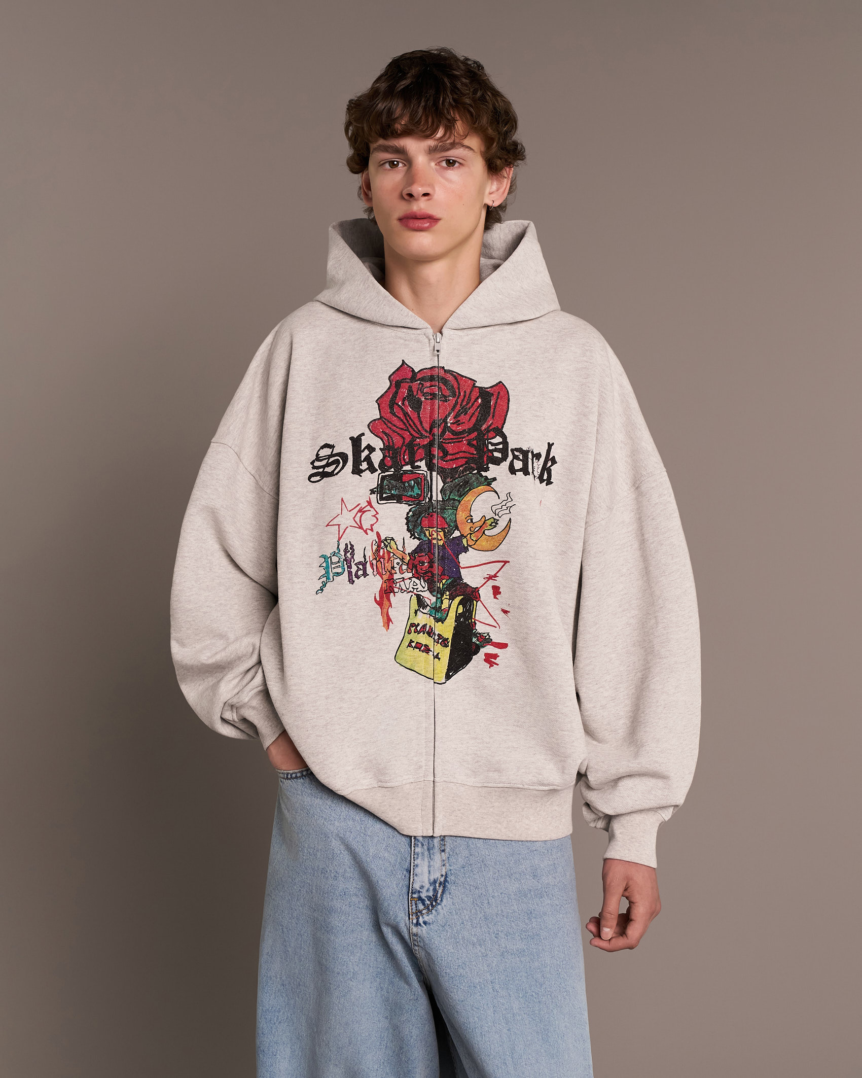 PUNK ROSA ZIP HOODIE - 400 GREY