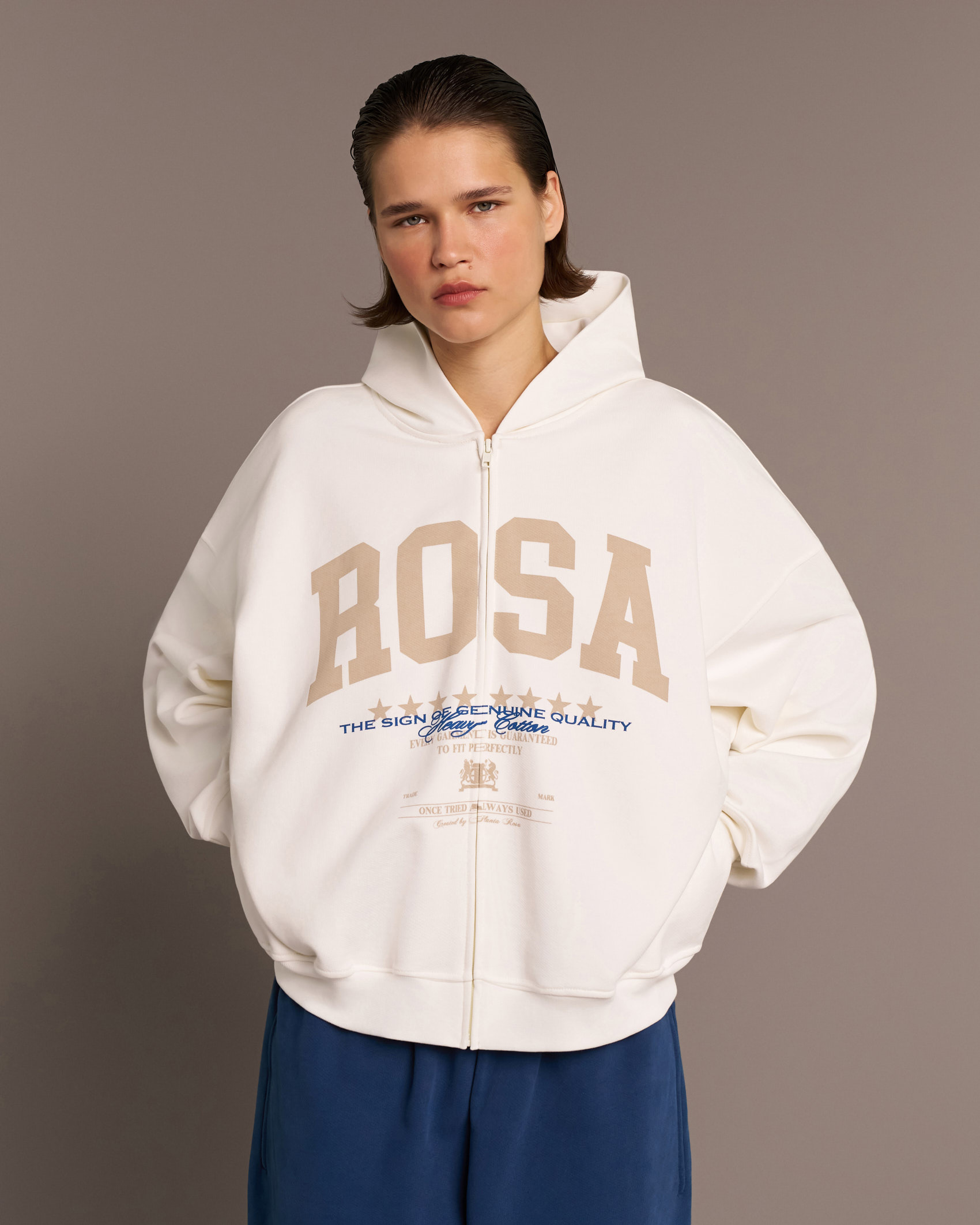 COLLEGE-ROSA ZIP HOODIE 470-VANILLA VELVET