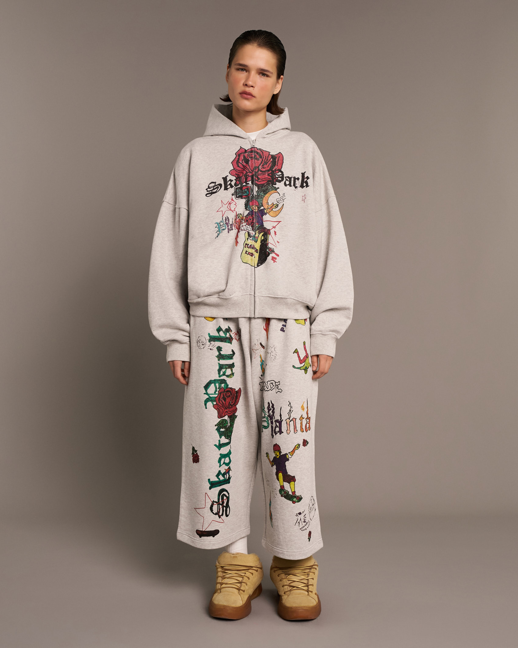 PUNK ROSA ZIP HOODIE - 400 GREY