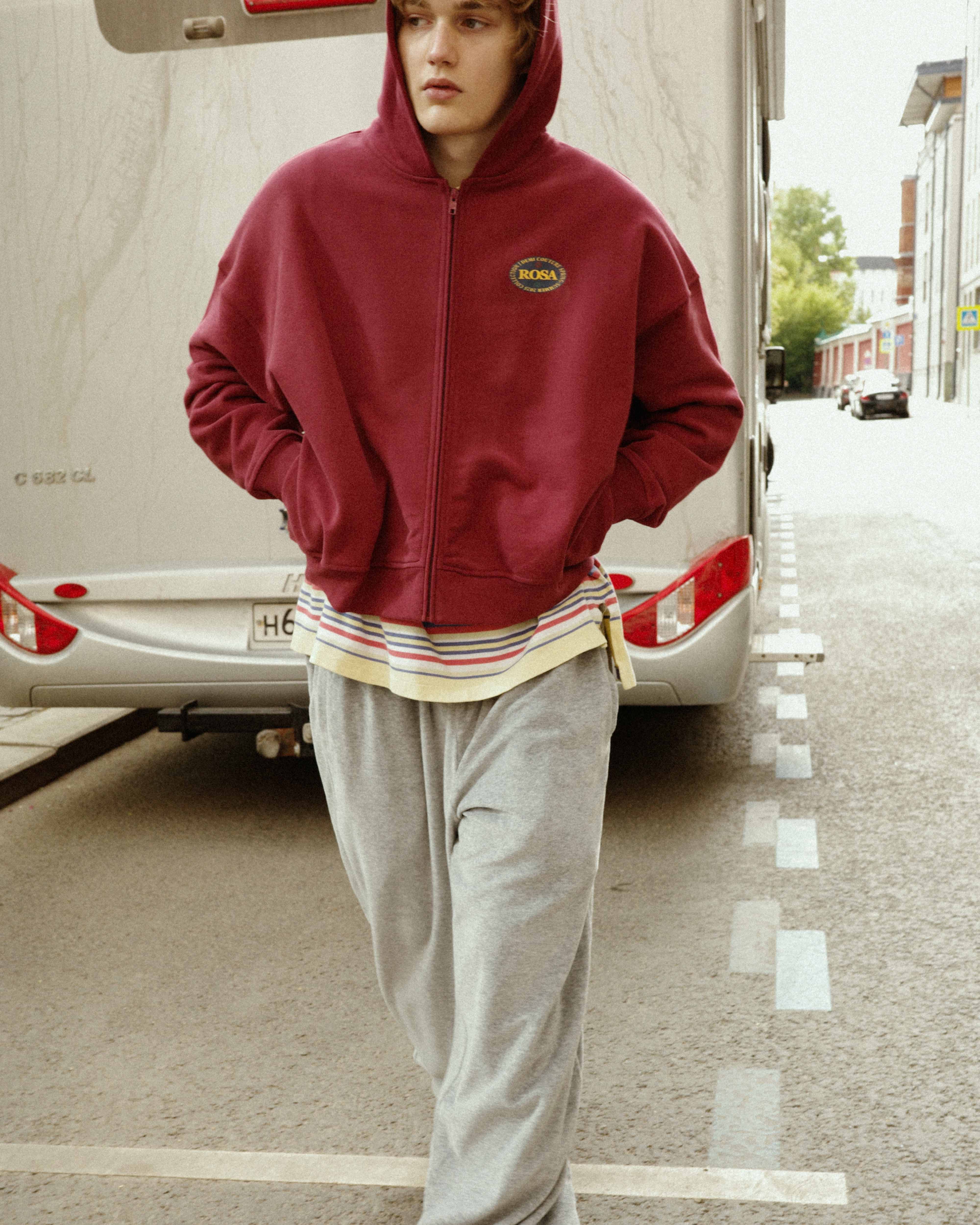 ROSA-FOOD ZIP HOODIE 470-VINE VELVET