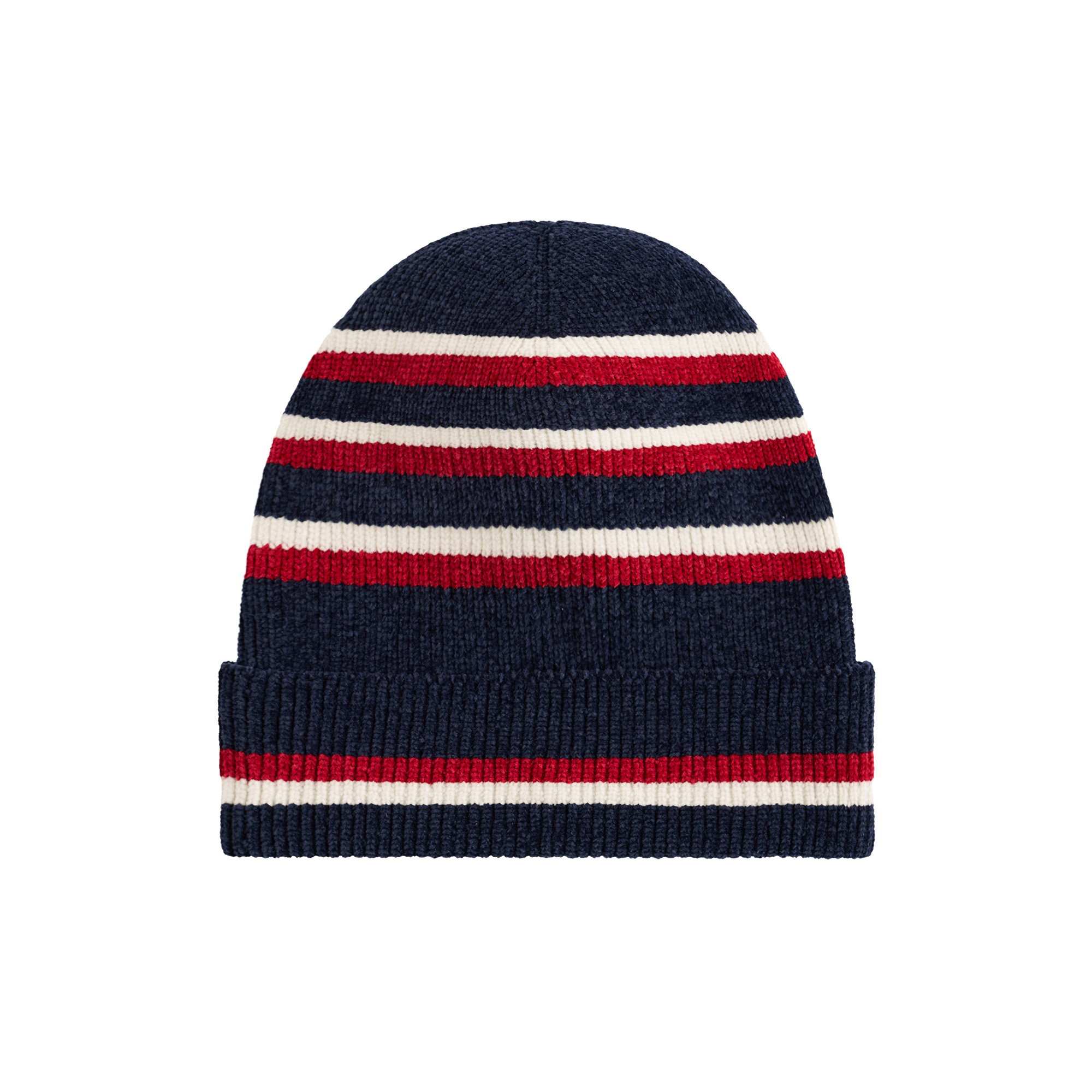 KNITTED HAT - NAVY STRIPES 