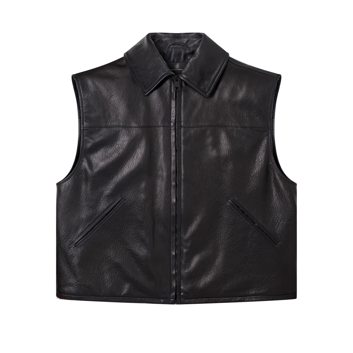 LEATHER VEST - BLACK