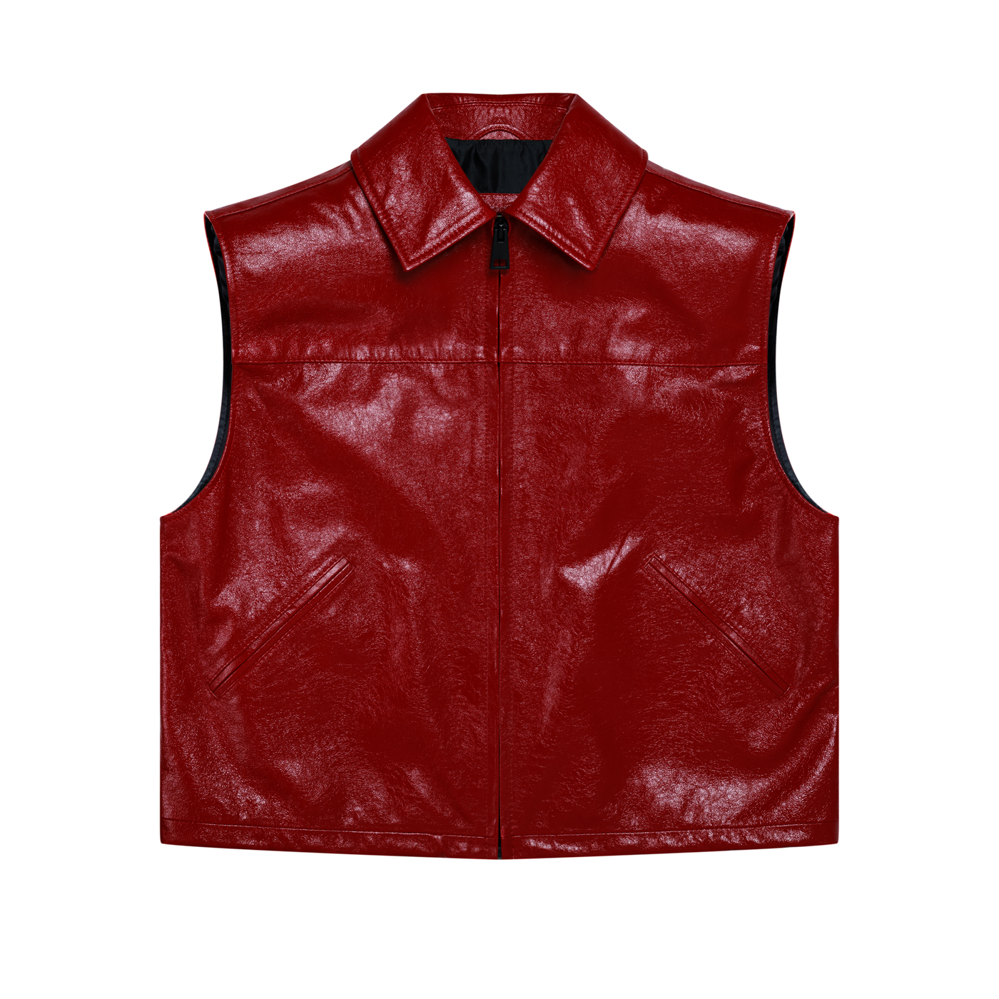 LEATHER VEST - RED