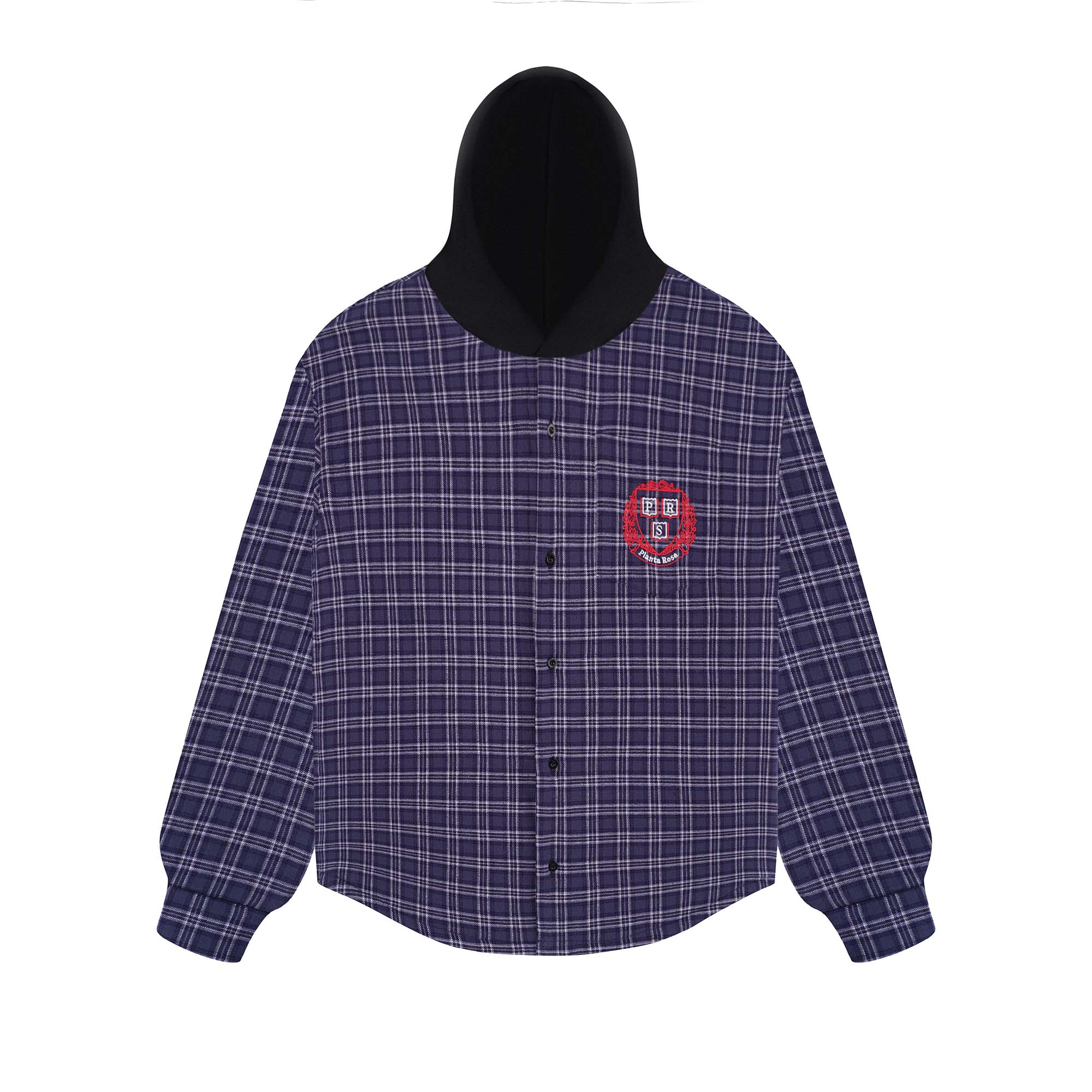 TATTERSALL SHIRT DEEPBLUE - BLACK HOOD