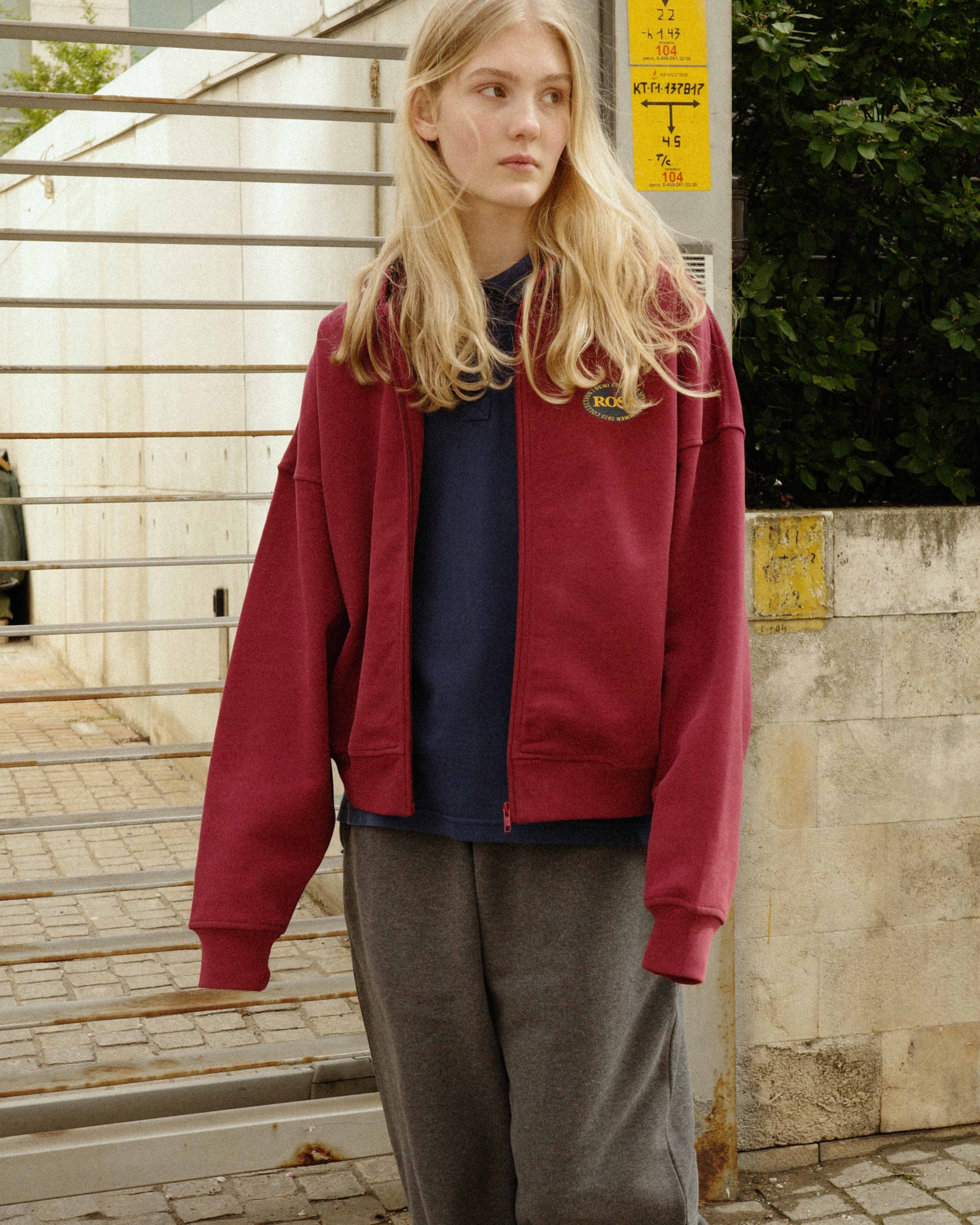 ROSA-FOOD ZIP HOODIE 470-VINE VELVET