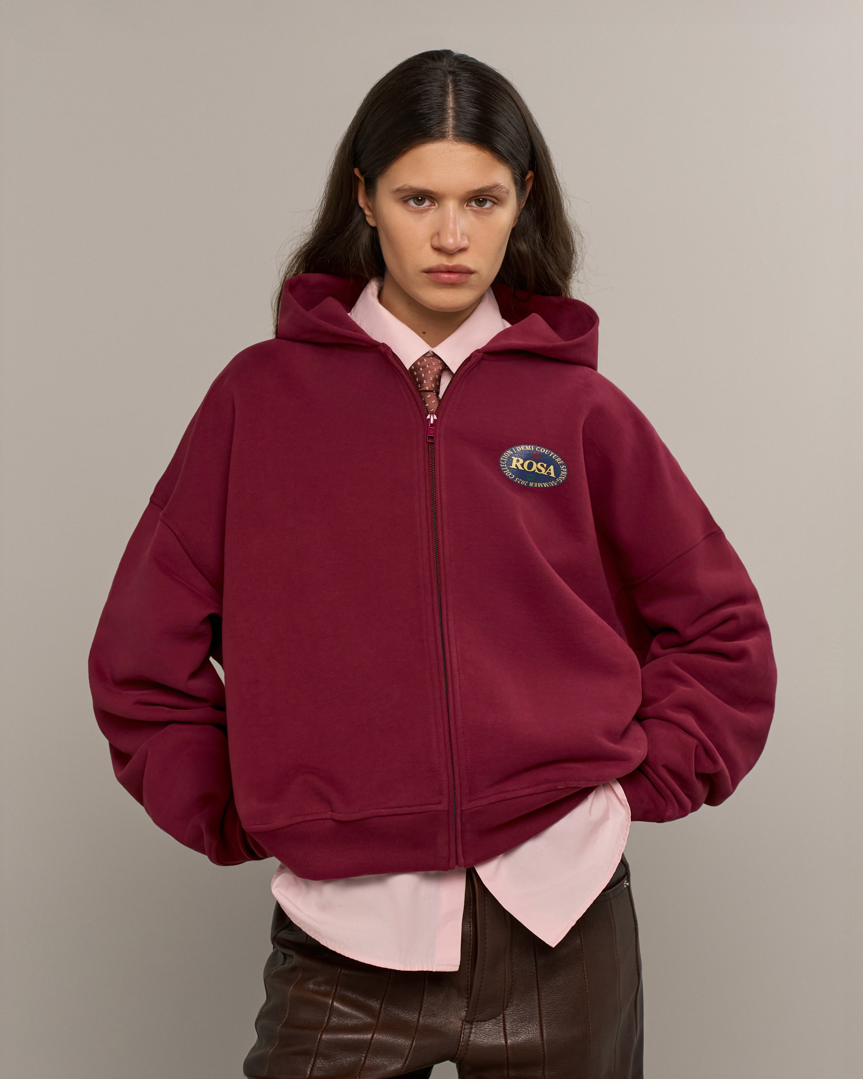 ROSA-FOOD ZIP HOODIE 470-VINE VELVET