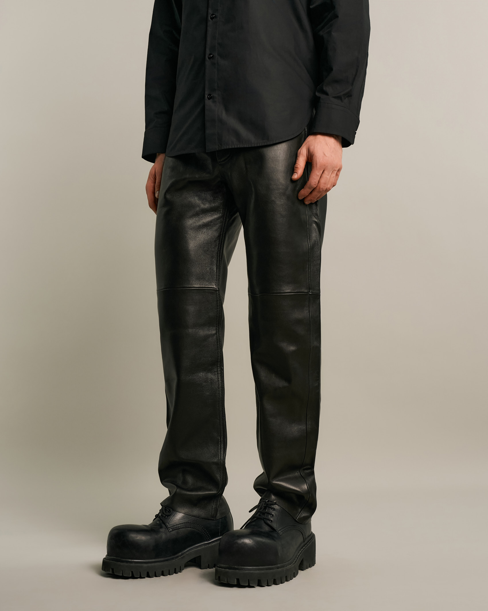 A-LEATHER PANTS BLACK