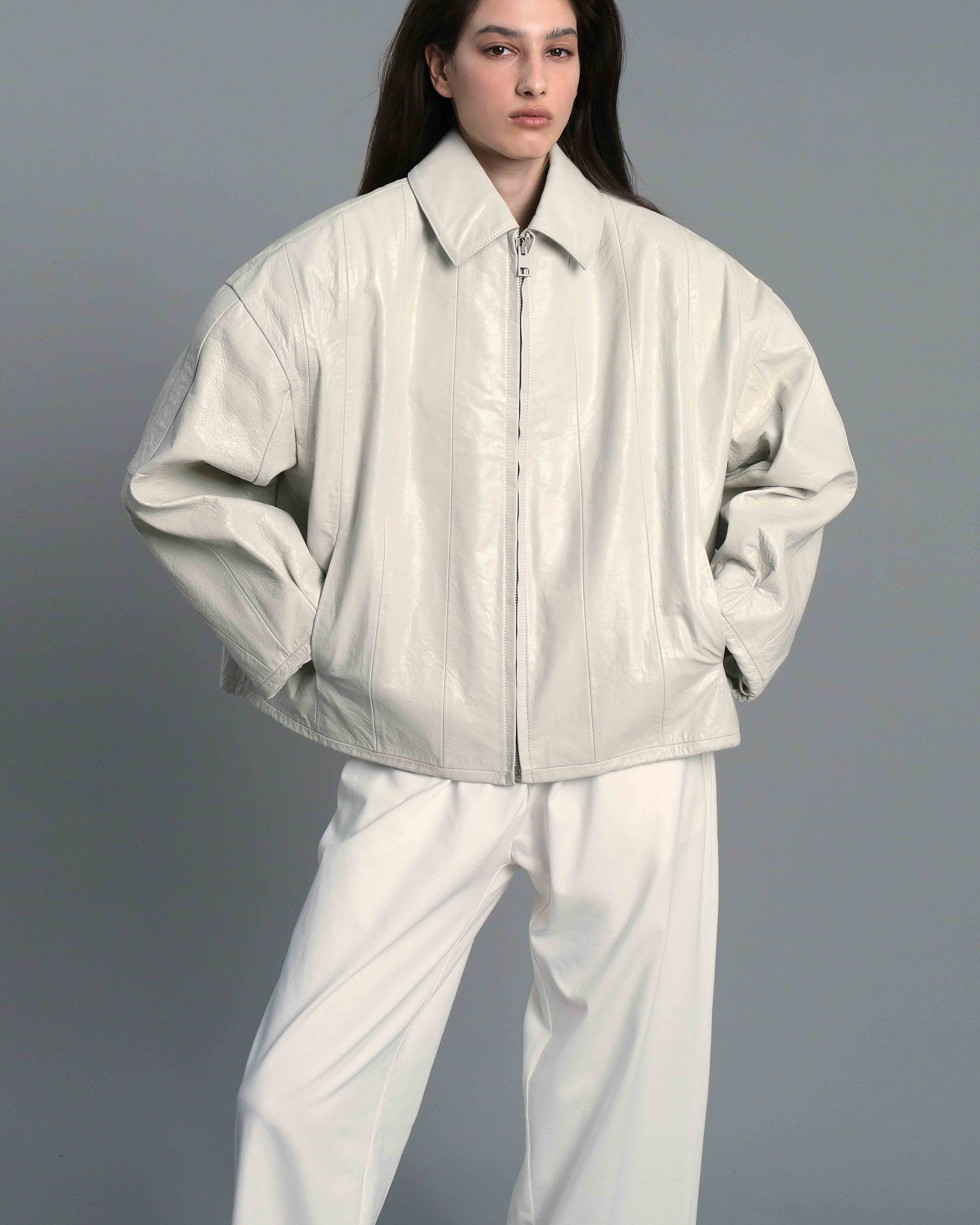 LEATHER JACKET IVORY