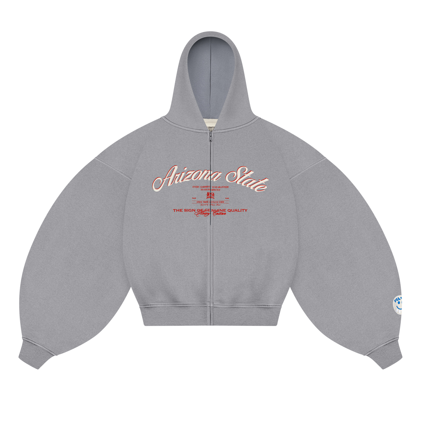 ARIZONA SMILE ZIP HOODIE 370- DARK GREY VELVET