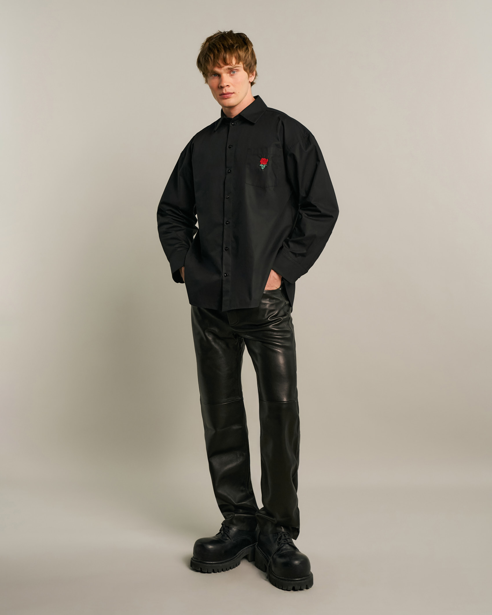 A-LEATHER PANTS BLACK